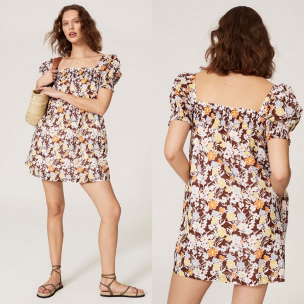 Tory Burch Floral Printed‎ Smocked Mini Dress Medium Spring Summer Vacation